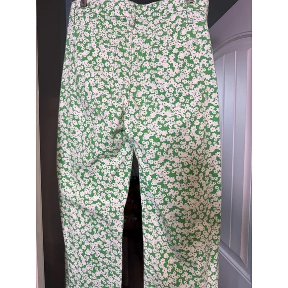 BDG Urban Outfitters Green White Daisy Floral Wide Leg Pants High Rise Button 26 - Picture 3 of 13